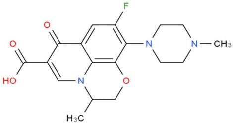Structural formula of ofloxacin.