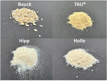 The appearance of the four products.