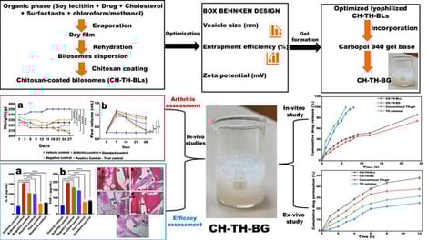 Three-dimensional response surface plots presenting the effect of independent processing variables on particle size (a–c); zeta potential (d–f); and entrapment efficiency (g–i). A, B, and C are SL concentration, SDC concentration, and chitosan concentration, respectively.