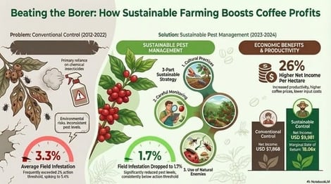 Characterization of La Catalina coffee farm. Red polygons: plots nearing elimination; purple and green polygons: plots prepared for the first and second harvests; blue and yellow polygons: remaining plots ready for the third and fourth harvests. The aerial image was obtained from Google Earth in March 2023 and January 2024.