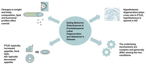 Probable underlying mechanisms causing eating behavior alterations in both conditions. Further pathophysiological routes which possibly contribute to these complex disorders remain underrecognized.