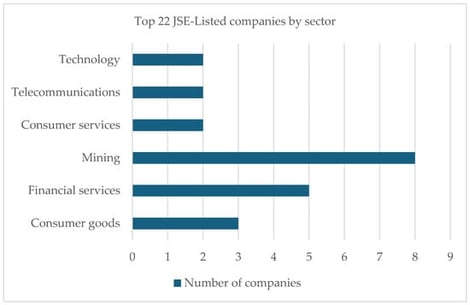 Top 22 JSE-listed companies. Source: Own compilation.