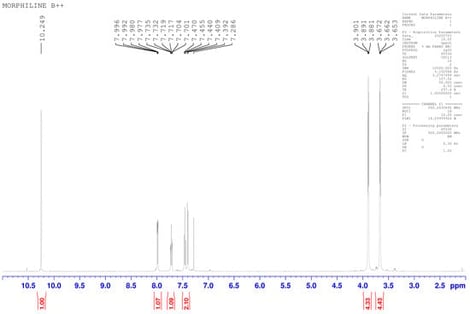 1H NMR spectra for the parent molecule: 2-((4-morpholino-1,2,5-thiadiazol-3-yl)oxy)benzaldehyde.