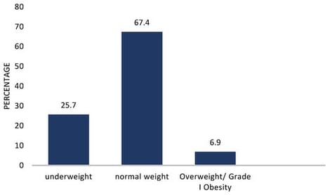 Distribution of Participants by BMI category (n = 101).