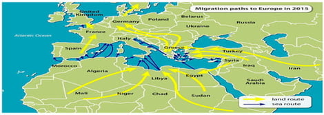 Migration paths to Europe.
