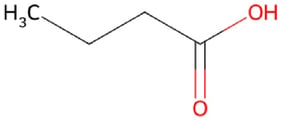 Chemical structure of butyric acid.