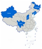 Geographical locations of sample origins for black beans.