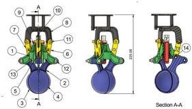 Assembly of closed grab arm.