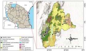 An overview map of the Sigi River watershed, illustrating its geographical extent and boundaries. The map is based on the 2022 land use/land cover classification derived from Landsat imagery [25], overlaid with contour lines to represent topography.
