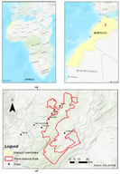 Map of the geographical location of Ifrane National Park.