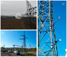 Installation of dynamic line rating equipment in the Hungarian distribution and transmission system: (a) line monitoring sensor, (b) weather station, (c) weather station.