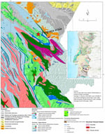 Geological map of the Ossa Morena Zone with the location of the Preguiça mine (adapted from [6,14]).
