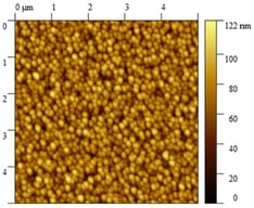 Two-dimensional AFM surface morphology of anodic TiO2 film obtained at 20 V.