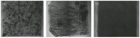 X-ray white beam topography of high-purity single crystal diamond, slightly nitrogen-doped single crystal diamond, and reference sample [34]: (a) high-purity monocrystalline diamond, (b) slightly nitrogen-doped monocrystalline diamond, (c) reference sample. Adapted with permission from Ref. [34]. Copyright 2020, the copyright owner.