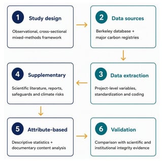 Methodological workflow for assessing carbon projects in Peru.