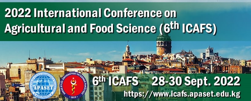 Meet Us Virtually at the 2022 International Conference on Agricultural and Food Science (6th ICAFS2022), 28–30 September 2022