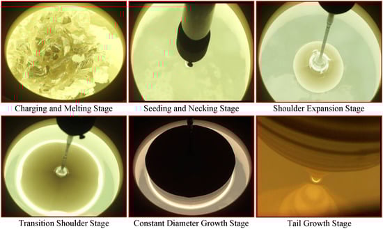 The growth process flow of silicon single crystals.