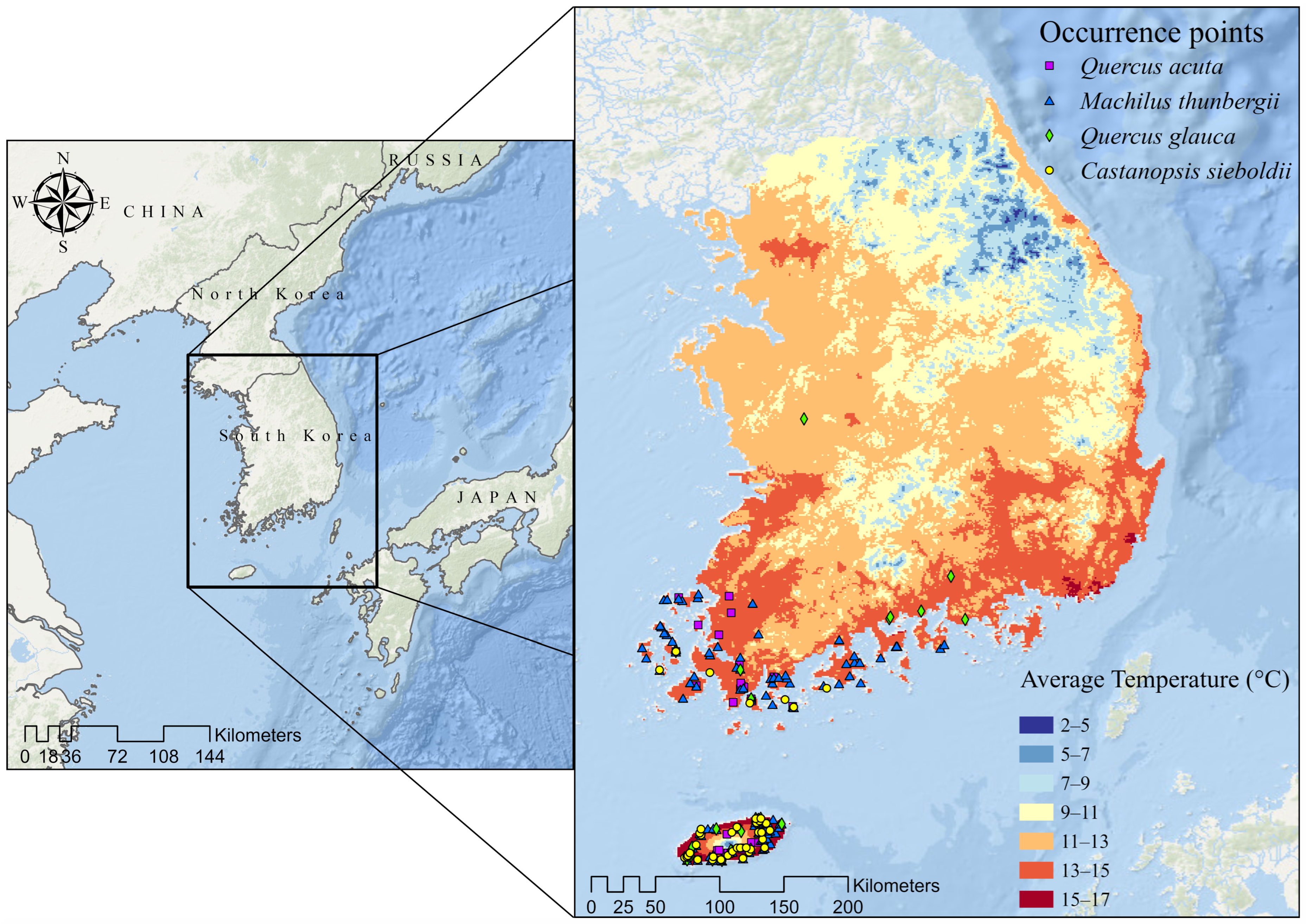 Data Distribution Point Assessing Potential Changes in the Distribution of Major Warm–Temperate ...