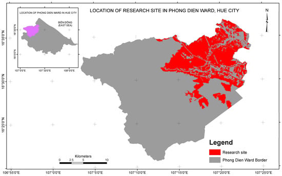 Location of the study area in Phong Dien Ward.