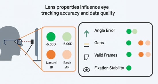 DIVE diagram showing a side view of the device, the position of the patients’ eyes at 65 cm from the screen, and the infrared light path from the eye tracker to the eyes.