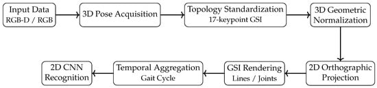 Overview of the proposed Gait Skeleton Image (GSI) processing pipeline.