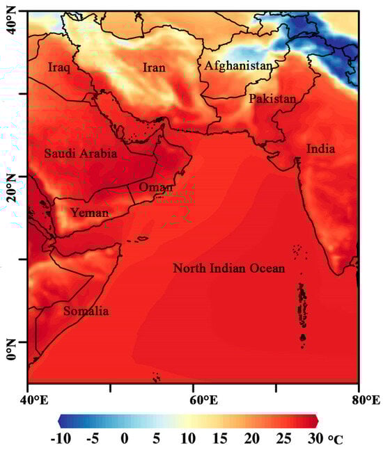 Map showing the study area, including the northern IO and Pakistan region.