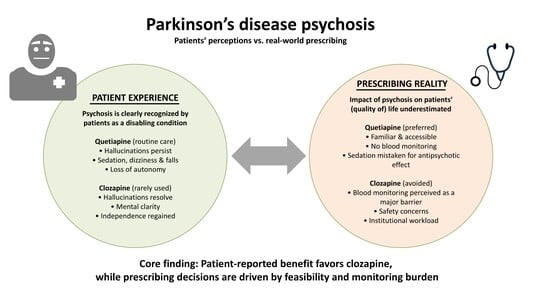 Reported effects of quetiapine on hallucinations, quality of life, and side effects among quetiapine-treated patients only. Numbers indicate the number of patients selecting each response option (n = 9). Due to the very small number of clozapine-treated patients (n = 2), quantitative visualization for clozapine was not performed.