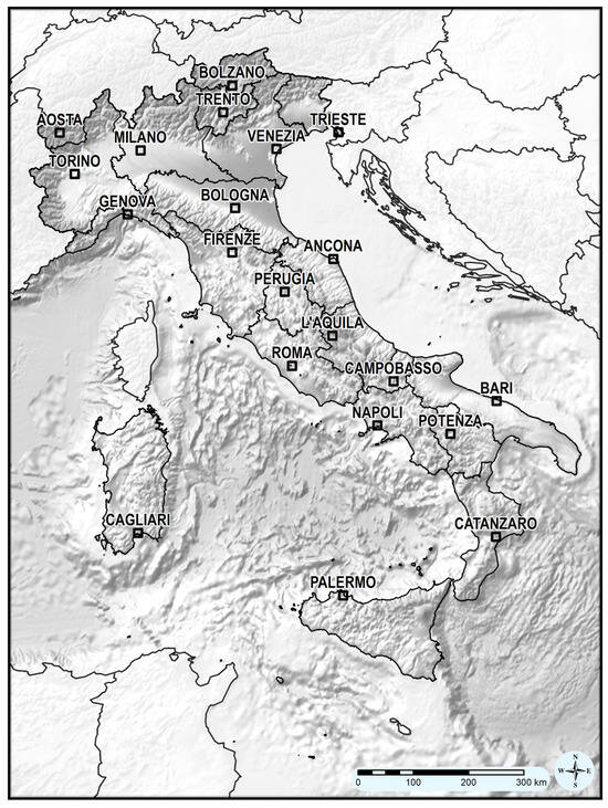 Location of the analysed cities.